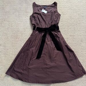 NWT Banana Republic Chocolate Dress with Black Velvet Ribbon Belt